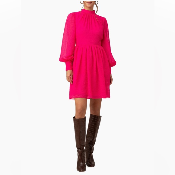 Trina Turk Dresses & Skirts - $328 Trina Turk Bloom Mockneck Minidress Radio City Rose Flowy A-line Sz 12